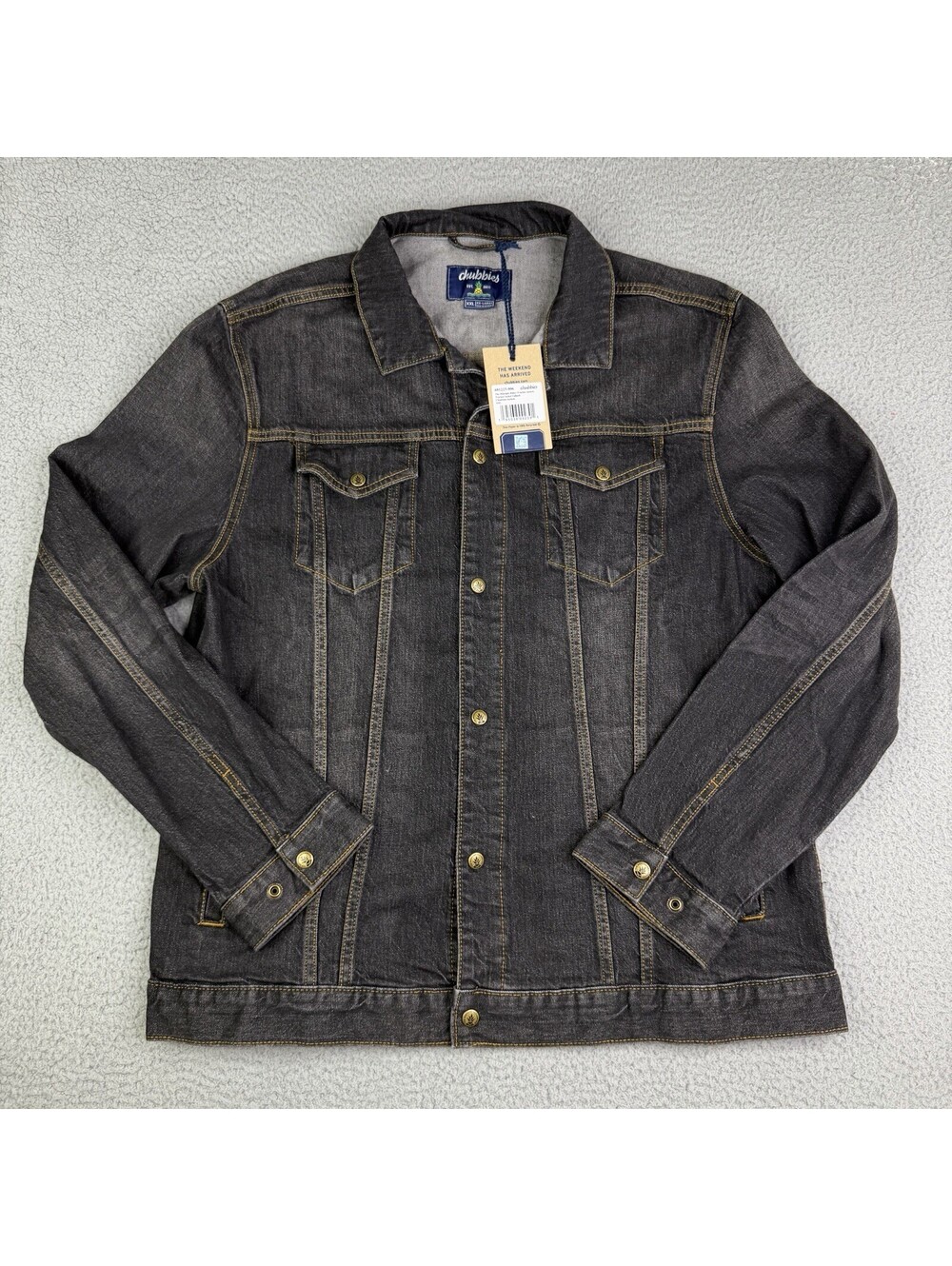 NWT Chubbies The Midnight Rider Black Jean Denim Trucker Jacket Unlined Mens XXL